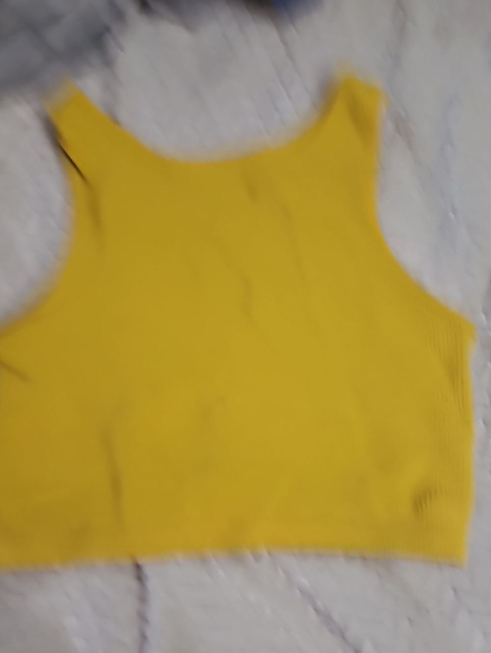 Cotton Candy Yellow Ribbed Scoop Crop Tank